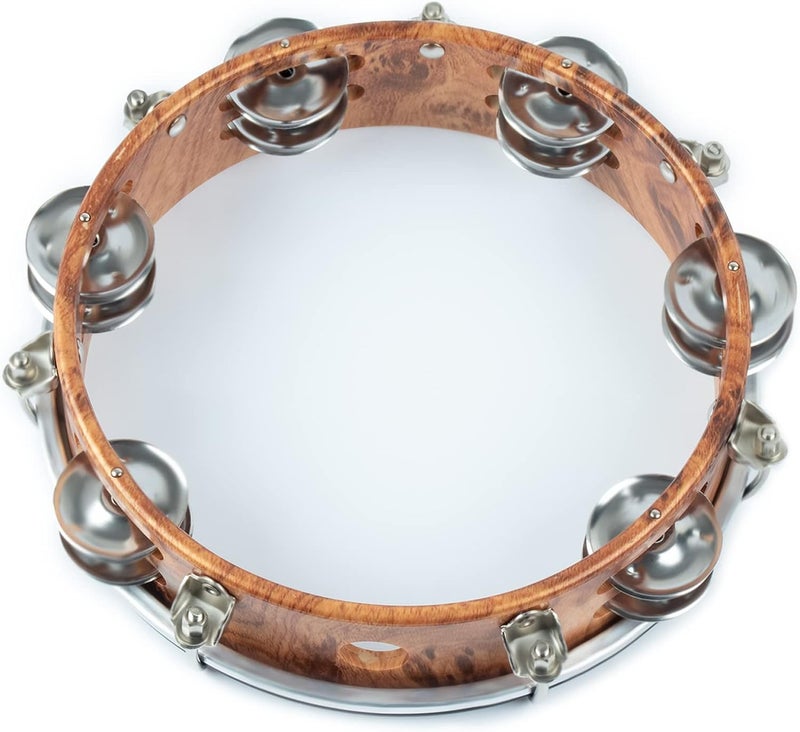 MUSCELL Tambourine for Adults,Hand Held Plastic Tambourines Drum Double Row Metal Jingles Musical Instrument-8" - Image 4